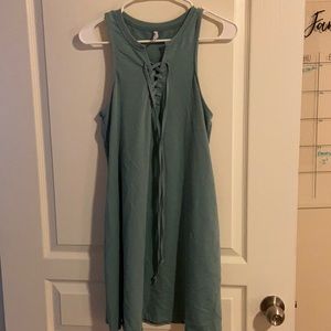 Sage green lace up front dress